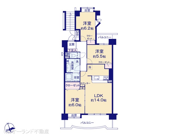 千葉県松戸市上矢切のマンション『アトラス松戸A棟』 3LDK間取図 ※図面と異なる場合は現況を優先