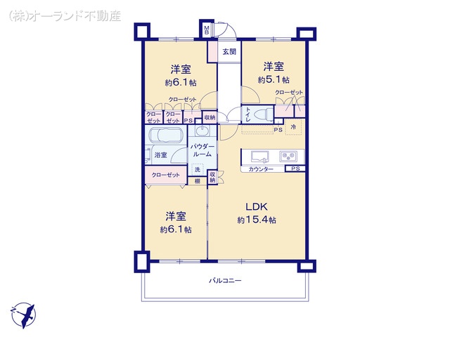 千葉県松戸市松戸新田のマンション『サンクレイドルみのり台』 3LDK間取図 ※図面と異なる場合は現況を優先