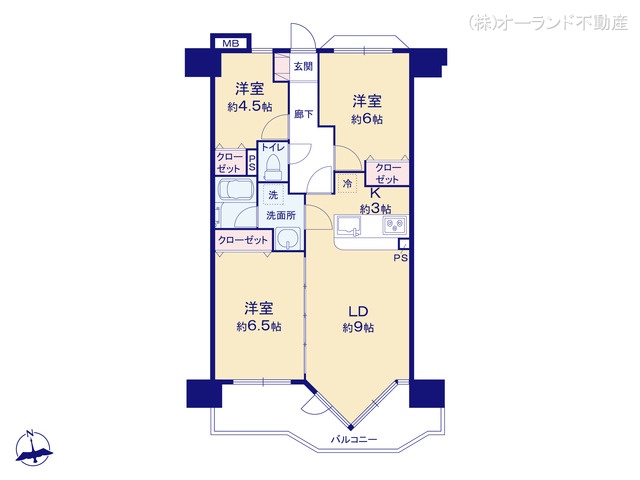 千葉県船橋市市場3丁目のマンション『プレステージ船橋』 3LDK間取図 ※図面と異なる場合は現況を優先