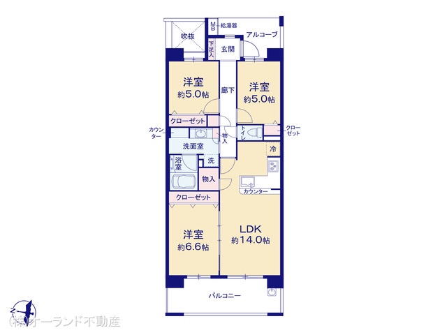 千葉県船橋市夏見１丁目のマンション『船橋夏見パークホームズ』 3LDK間取図 ※図面と異なる場合は現況を優先