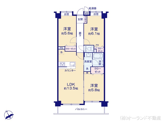 千葉県船橋市葛飾町2丁目のマンション『アイディーコート西船橋』 3LDK間取図 ※図面と異なる場合は現況を優先