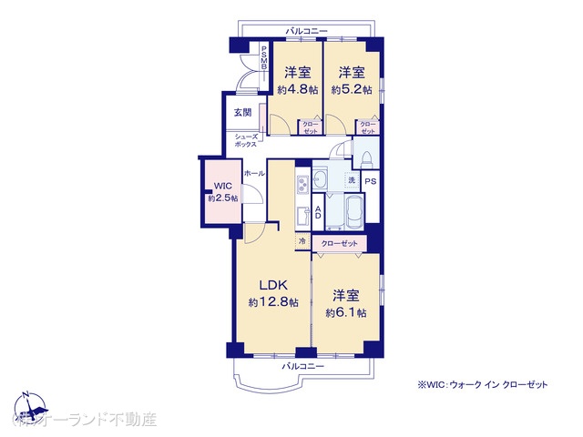 千葉県松戸市新松戸6丁目のマンション『サンライトパストラル弐番街C棟』 3LDK間取図 ※図面と異なる場合は現況を優先