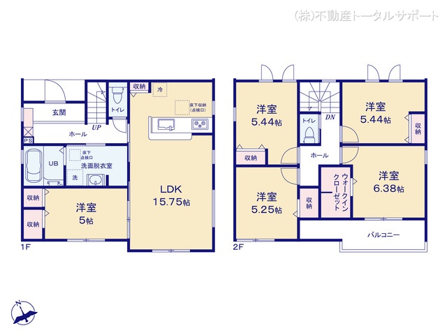 愛知県稲沢市平和町　法立北瀬古の新築戸建て 5LDK間取図 ※図面と異なる場合は現況を優先