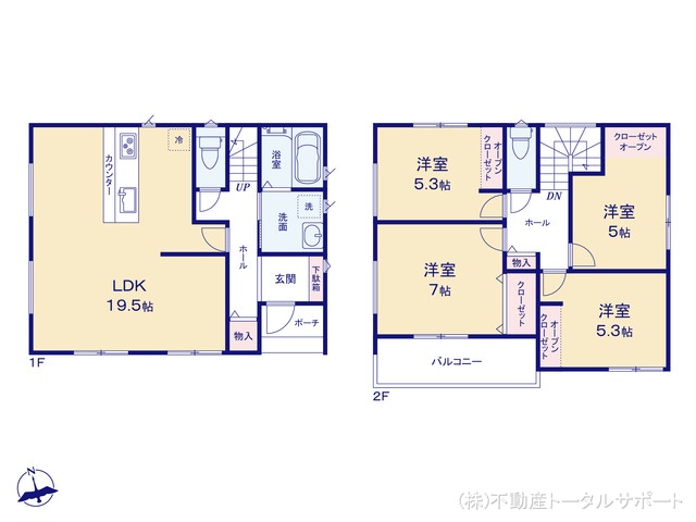 愛知県稲沢市田代１丁目の新築戸建て 4LDK間取図 ※図面と異なる場合は現況を優先
