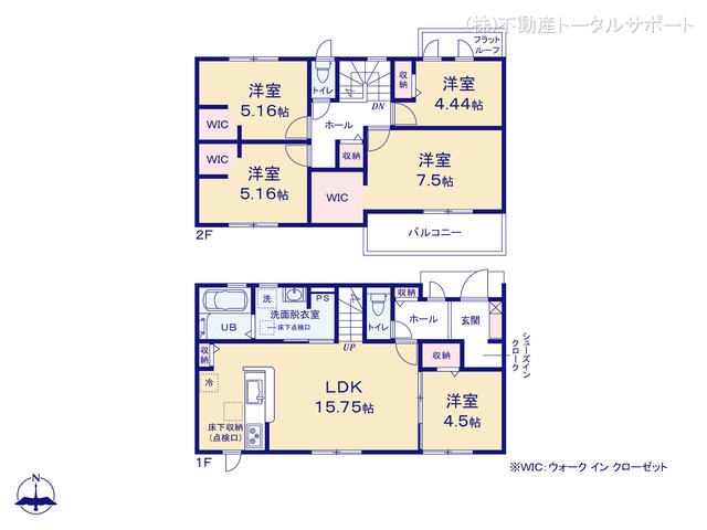 愛知県海部郡大治町大字長牧の新築戸建て 5LDK間取図 ※図面と異なる場合は現況を優先