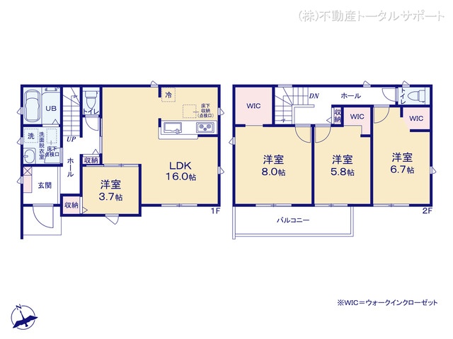 愛知県愛西市北一色町北田面の新築戸建て 4LDK間取図 ※図面と異なる場合は現況を優先