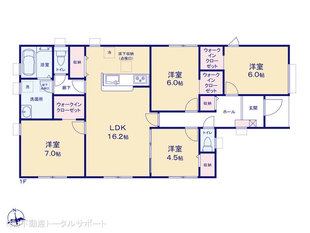 愛知県稲沢市平和町　法立北瀬古の新築戸建て 4LDK間取図 ※図面と異なる場合は現況を優先