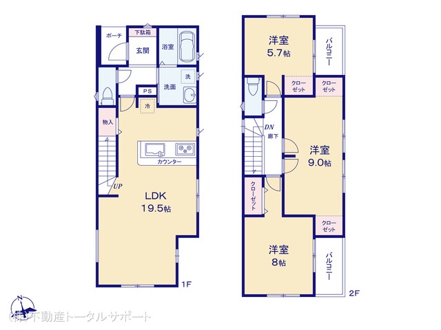 愛知県あま市七宝町 安松13丁目の新築戸建て 3LDK間取図 ※図面と異なる場合は現況を優先