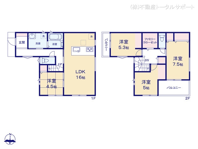 愛知県あま市新居屋久渕郷の新築戸建て 4LDK間取図 ※図面と異なる場合は現況を優先