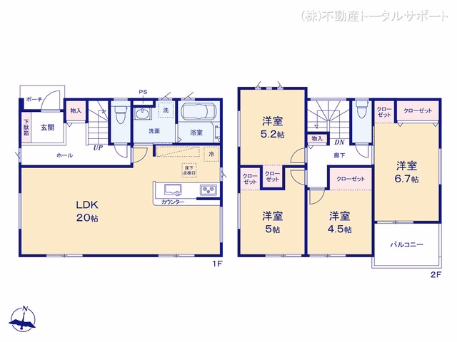 愛知県あま市七宝町　秋竹四町田の新築戸建て 4LDK間取図 ※図面と異なる場合は現況を優先