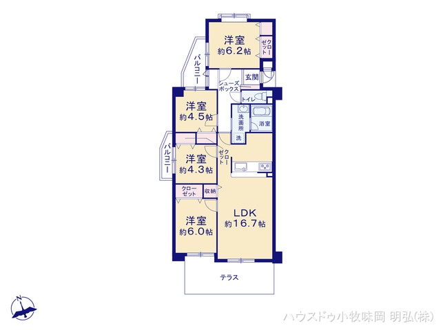 愛知県小牧市堀の内３丁目のマンション『シャトー堀の内』 4LDK間取図 ※図面と異なる場合は現況を優先
