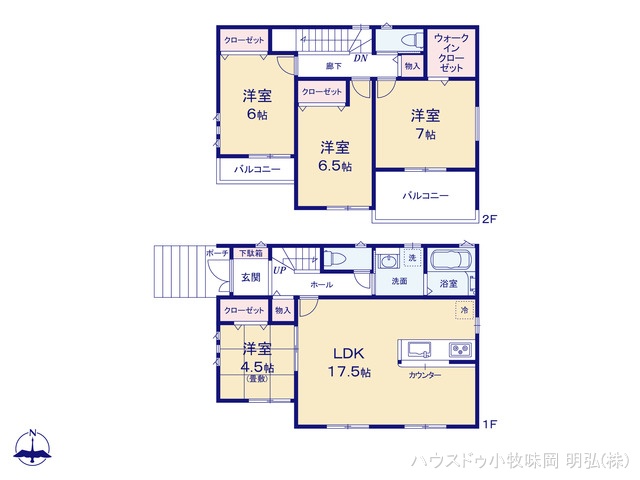 愛知県小牧市大字本庄の新築戸建て 4LDK間取図 ※図面と異なる場合は現況を優先