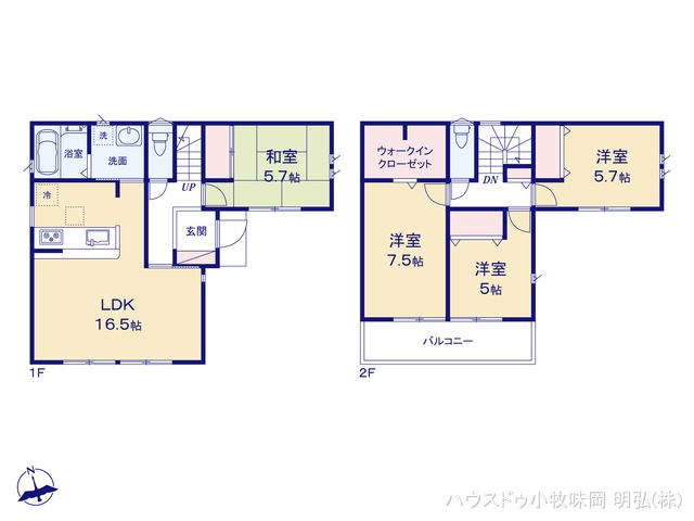 愛知県丹羽郡扶桑町大字高雄字柳前の新築戸建て 4LDK間取図 ※図面と異なる場合は現況を優先