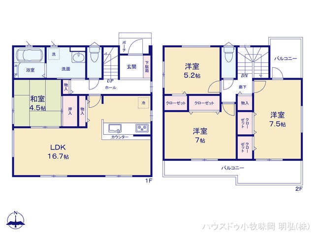 愛知県犬山市字中唐曽の新築戸建て 4LDK間取図 ※図面と異なる場合は現況を優先