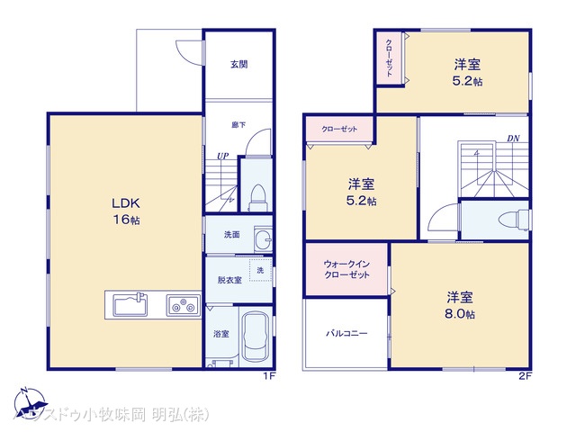 愛知県丹羽郡扶桑町大字高雄字南東川の新築戸建て 3LDK間取図 ※図面と異なる場合は現況を優先