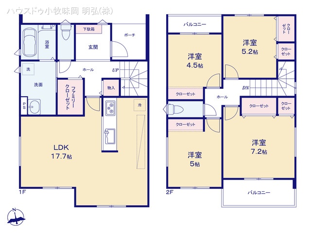 愛知県小牧市久保の新築戸建て 4LDK間取図 ※図面と異なる場合は現況を優先