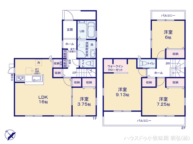 愛知県犬山市大字上野字兼若の新築戸建て 4LDK間取図 ※図面と異なる場合は現況を優先