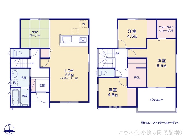 愛知県犬山市大字塔野地字南ノ切の新築戸建て 3LDK間取図 ※図面と異なる場合は現況を優先