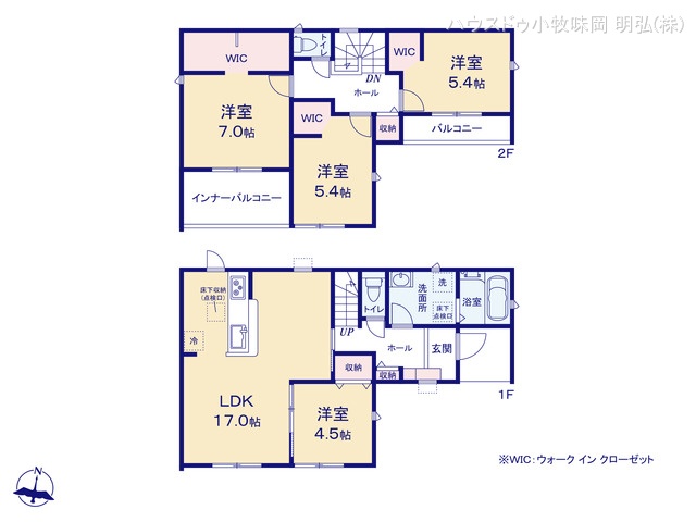 愛知県犬山市大字上野字小巾の新築戸建て 4LDK間取図 ※図面と異なる場合は現況を優先