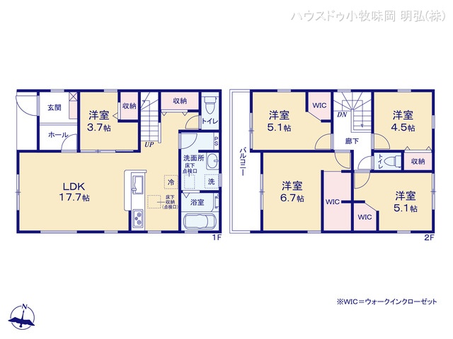 愛知県犬山市字舟田の新築戸建て 5LDK間取図 ※図面と異なる場合は現況を優先