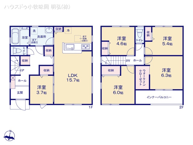 愛知県犬山市字舟田の新築戸建て 5LDK間取図 ※図面と異なる場合は現況を優先