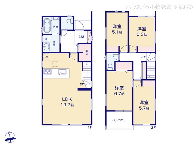 愛知県小牧市小牧2丁目の新築戸建て 4LDK間取図 ※図面と異なる場合は現況を優先