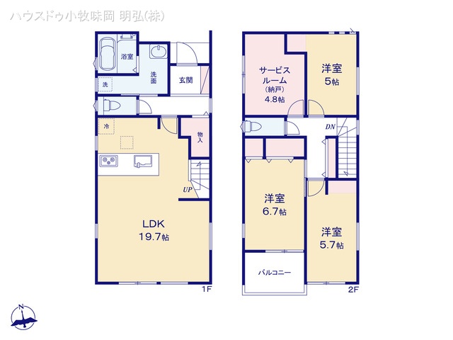愛知県小牧市小牧２丁目の新築戸建て 3SLDK間取図 ※図面と異なる場合は現況を優先