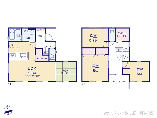 愛知県小牧市中央3丁目の新築戸建て 3LDK間取図 ※図面と異なる場合は現況を優先