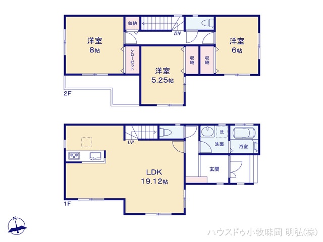 愛知県小牧市新町１丁目の中古戸建て 3LDK間取図 ※図面と異なる場合は現況を優先