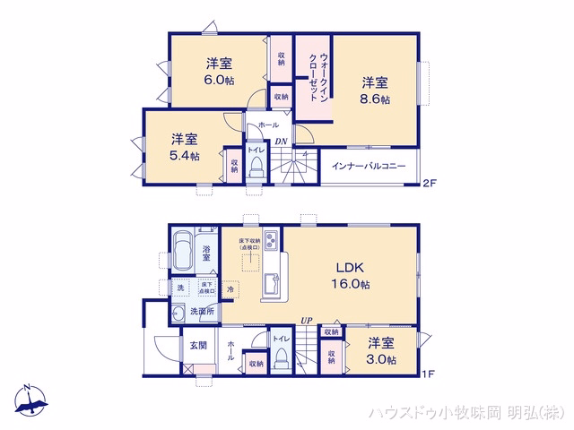 愛知県小牧市大字横内の新築戸建て 4LDK間取図 ※図面と異なる場合は現況を優先