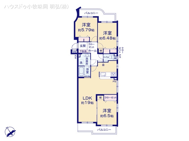 愛知県小牧市堀の内４丁目のマンション『シャトー小牧山』 3LDK間取図 ※図面と異なる場合は現況を優先