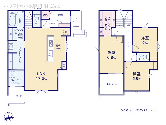 愛知県小牧市大字北外山の新築戸建て 3LDK間取図 ※図面と異なる場合は現況を優先