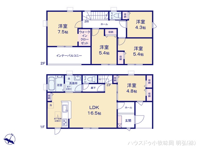 愛知県犬山市大字羽黒字堂ケ洞の新築戸建て 5LDK間取図 ※図面と異なる場合は現況を優先