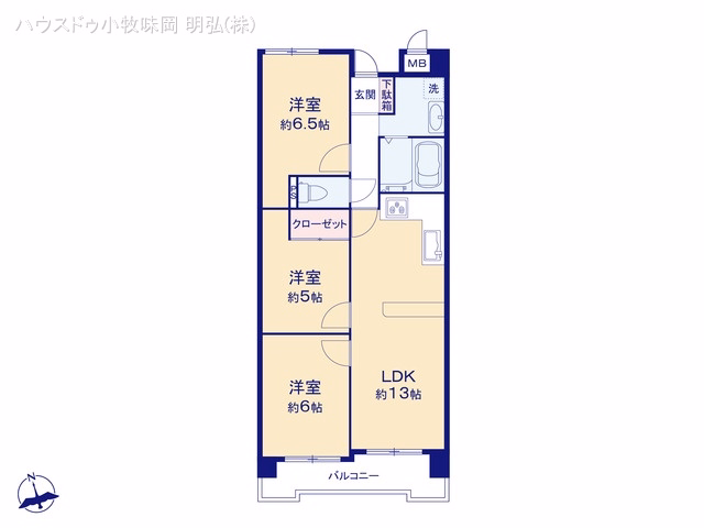 愛知県小牧市大字間々原新田のマンション『宝マンション小牧』 3LDK間取図 ※図面と異なる場合は現況を優先