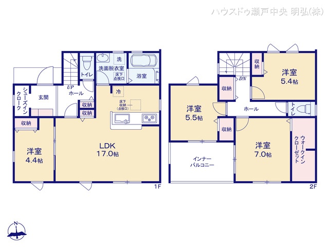 愛知県尾張旭市東印場町二反田の新築戸建て 4LDK間取図 ※図面と異なる場合は現況を優先