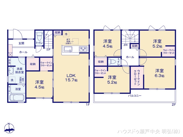 愛知県尾張旭市東印場町二反田の新築戸建て 5LDK間取図 ※図面と異なる場合は現況を優先