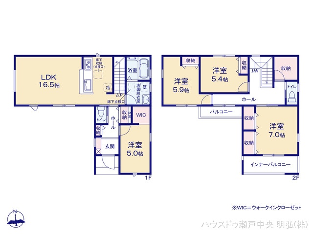 愛知県尾張旭市東印場町二反田の新築戸建て 4LDK間取図 ※図面と異なる場合は現況を優先