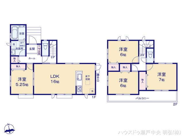 愛知県瀬戸市東拝戸町の新築戸建て 4LDK間取図 ※図面と異なる場合は現況を優先
