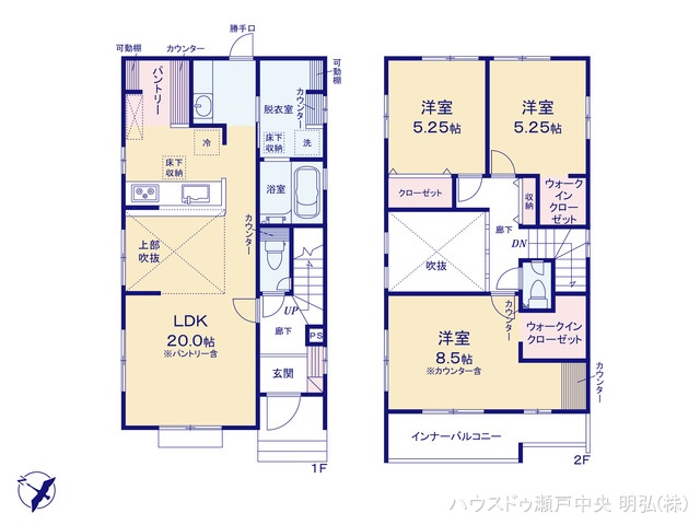 愛知県瀬戸市原山台８丁目の新築戸建て 3LDK間取図 ※図面と異なる場合は現況を優先