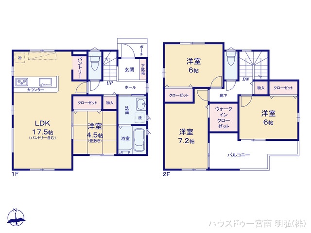 愛知県一宮市木曽川町　門間字南島海の新築戸建て 4LDK間取図 ※図面と異なる場合は現況を優先