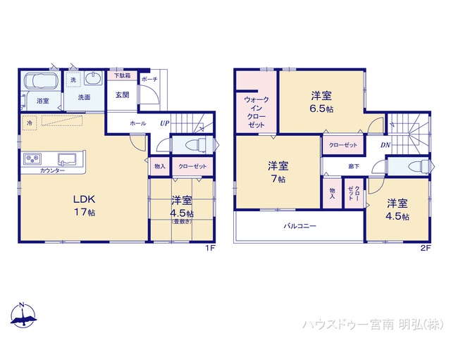 愛知県一宮市木曽川町　門間字南島海の新築戸建て 4LDK間取図 ※図面と異なる場合は現況を優先