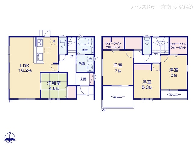 愛知県一宮市今伊勢町　馬寄字上畑田の新築戸建て 4LDK間取図 ※図面と異なる場合は現況を優先