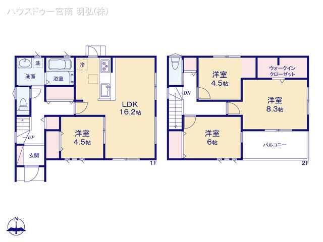 愛知県一宮市今伊勢町　馬寄字上畑田の新築戸建て 4LDK間取図 ※図面と異なる場合は現況を優先